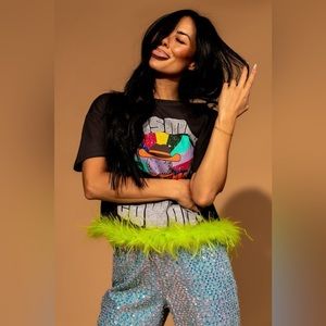 Dressed in Lala Cosmic Cowgirl Boxy Tee in Small